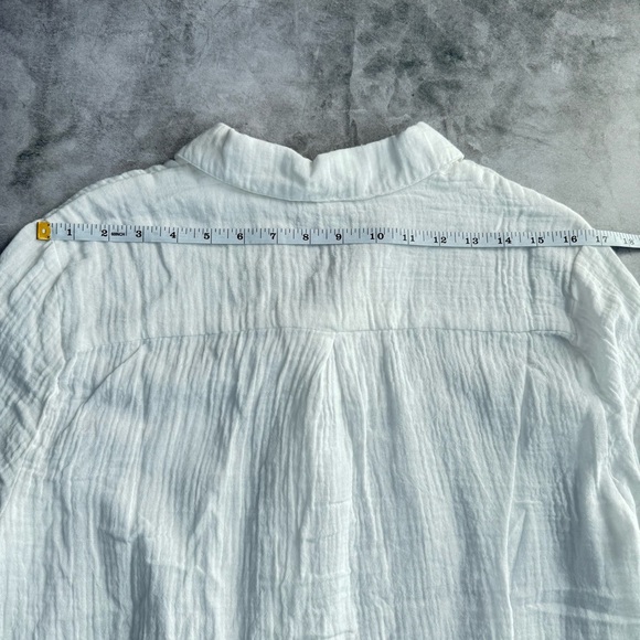 Beachlunchlounge Nox Crinkle Gauze Tie Front Button‎ Up Shirt White XS Casual - Picture 8 of 13